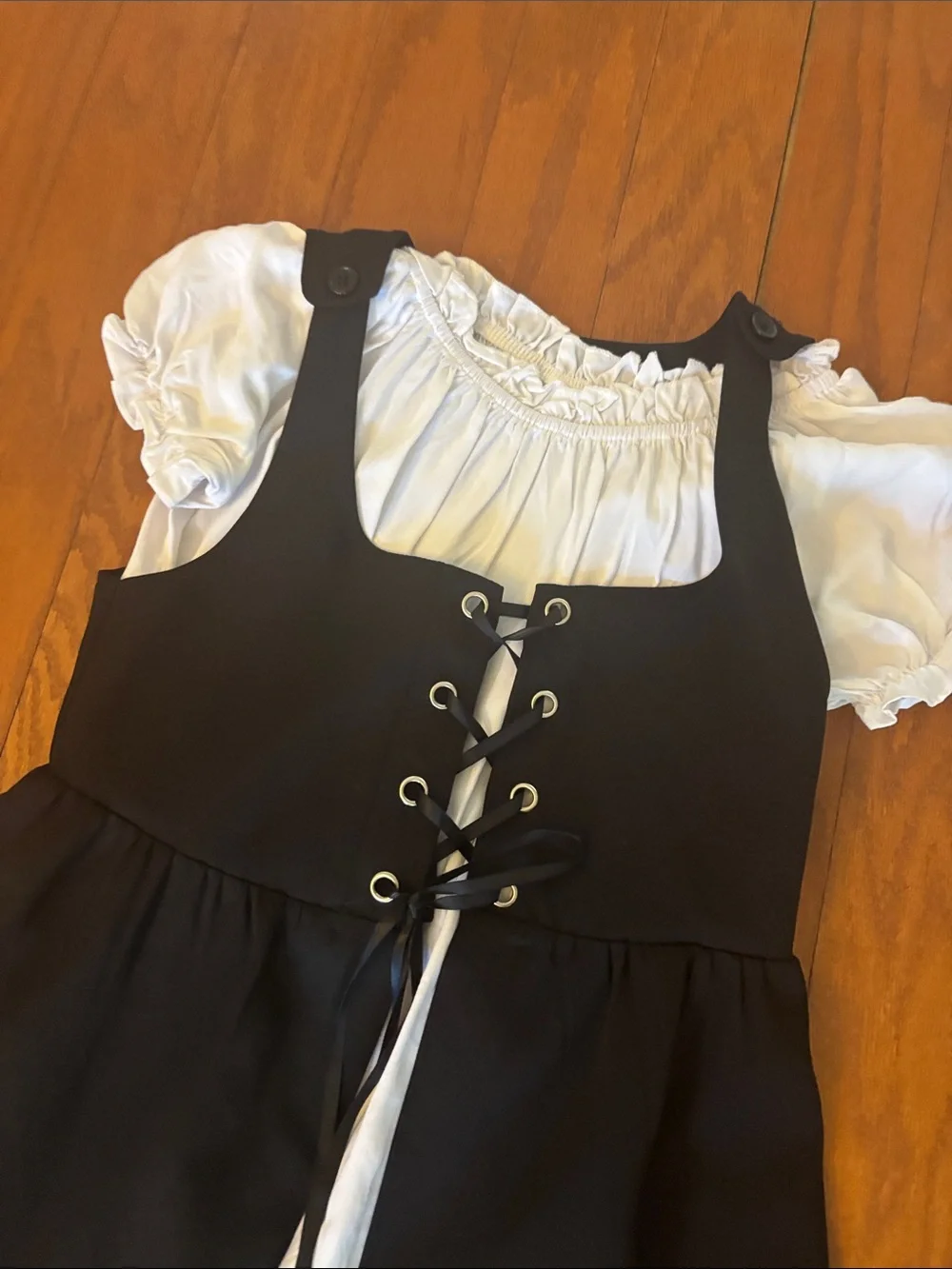 Black and White Girls' Medieval Peasant Costume Dress